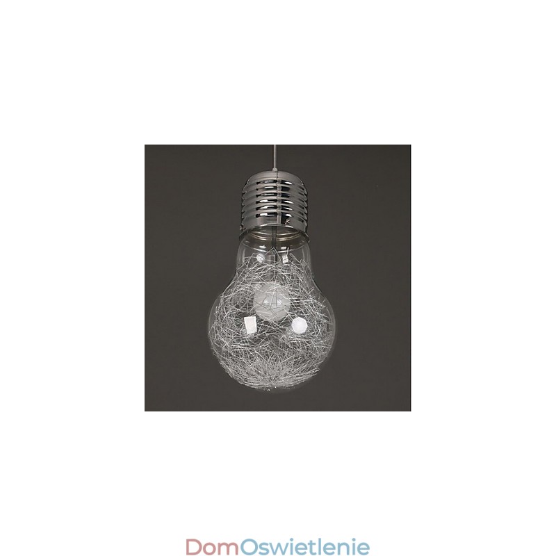 Proste pomysły z dużą żarówką, szklanym żyrandolem i lampą typu droplight