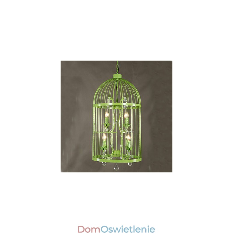 Vintage Żelazna Klatka Schodowa Lampa Żyrandol Kryształ A