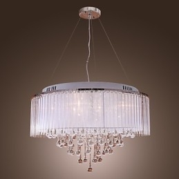 Nowoczesna współczesna lampa wisząca z kryształu galwanizowanego Drum