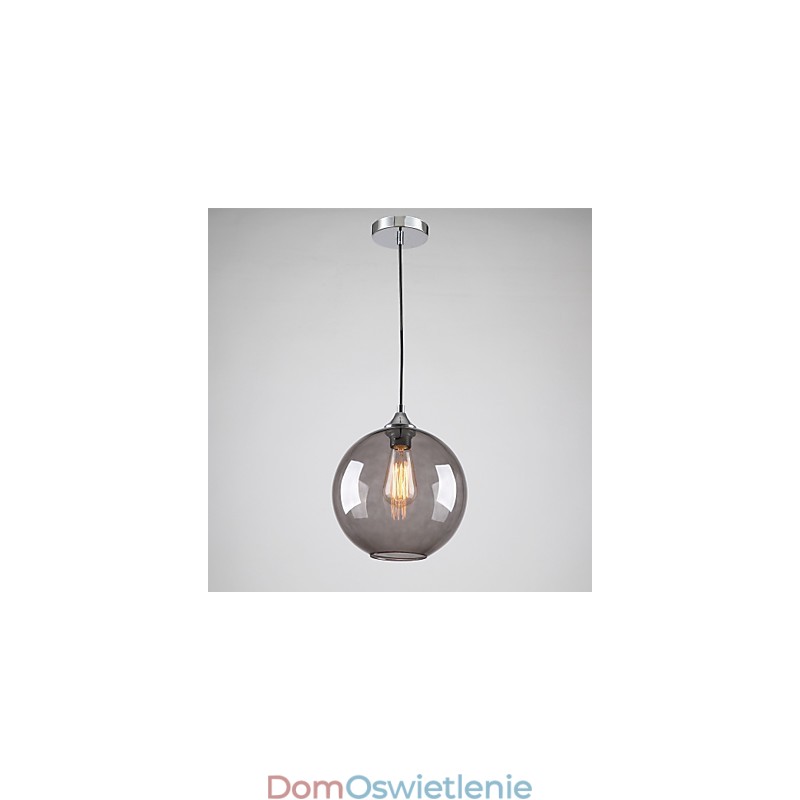 Nowoczesna szklana lampa wisząca w okrągłym, dymno-szarym kształcie bańki