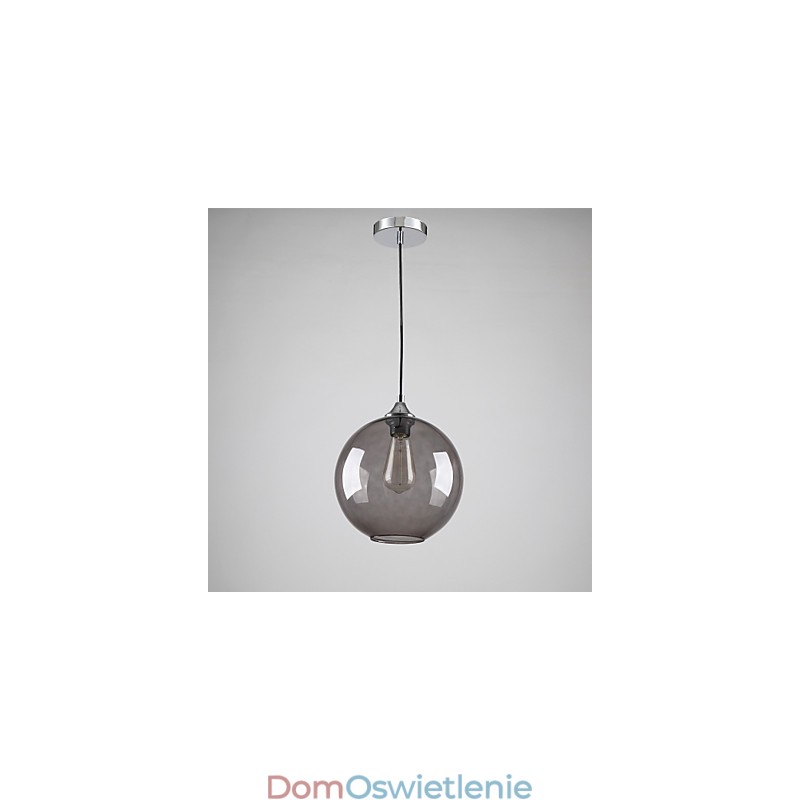 Nowoczesna szklana lampa wisząca w okrągłym, dymno-szarym kształcie bańki