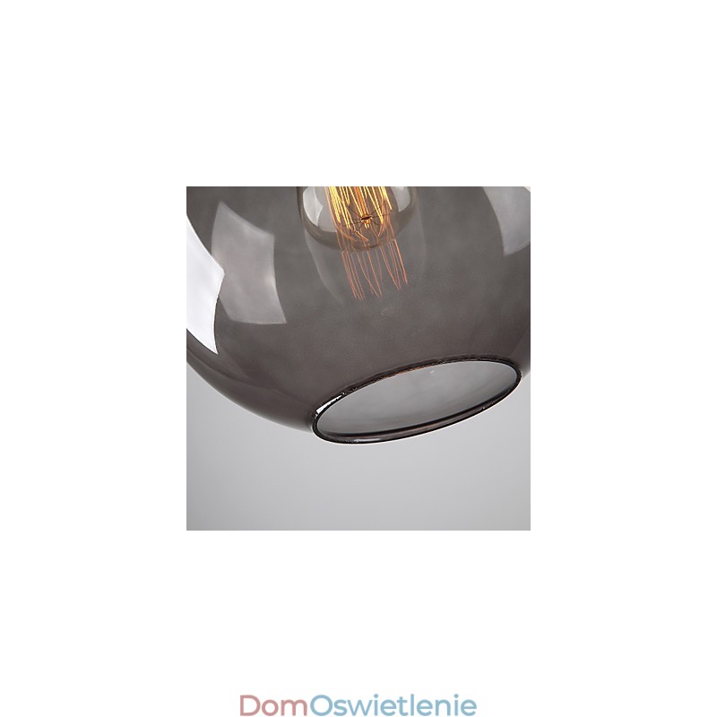 Nowoczesna szklana lampa wisząca w okrągłym, dymno-szarym kształcie bańki