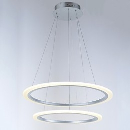 Lampy wiszące akrylowe, żyrandole sufitowe, oprawy oświetleniowe z 2 pierścieniami