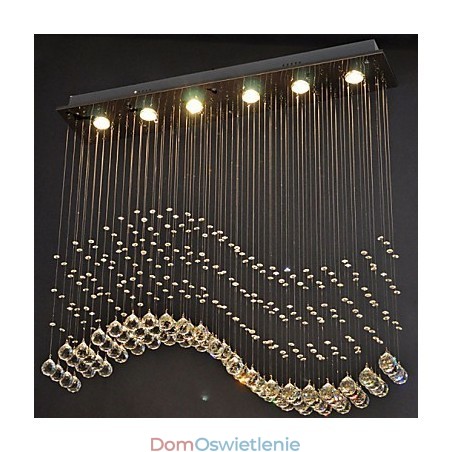 Wisząca lampa 6 świateł nowoczesna srebrna lampa Canpoy przezroczysta kryształowa fale oświetlenie sufitowe Wisząca lampa 6 świateł nowoczesna srebrna lampa Canpoy przezroczysta kryształowa fale oświetlenie sufitowe