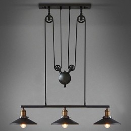 Lampy wiszące Vintage 3 światła, żarówki ST64 w zestawie, system góra-dół