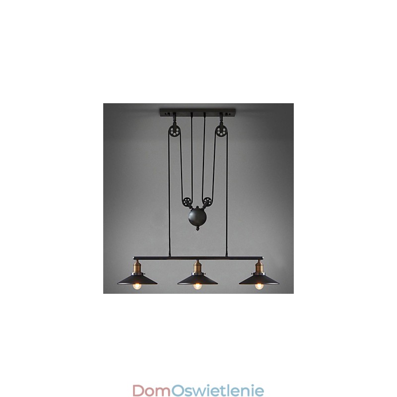 Lampy wiszące Vintage 3 światła, żarówki ST64 w zestawie, system góra-dół