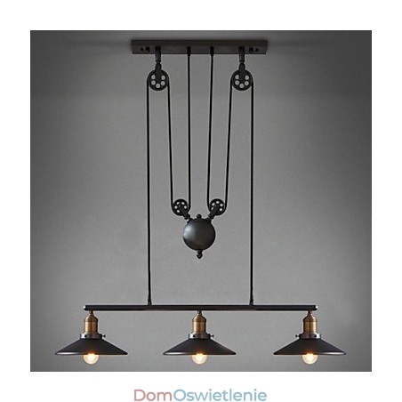 Lampy wiszące Vintage 3 światła, żarówki ST64 w zestawie, system góra-dół Lampy wiszące Vintage 3 światła, żarówki ST64 w zestawie, system góra-dół