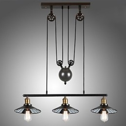 Lampy wiszące Vintage 3 światła, żarówki ST64 w zestawie, system góra-dół