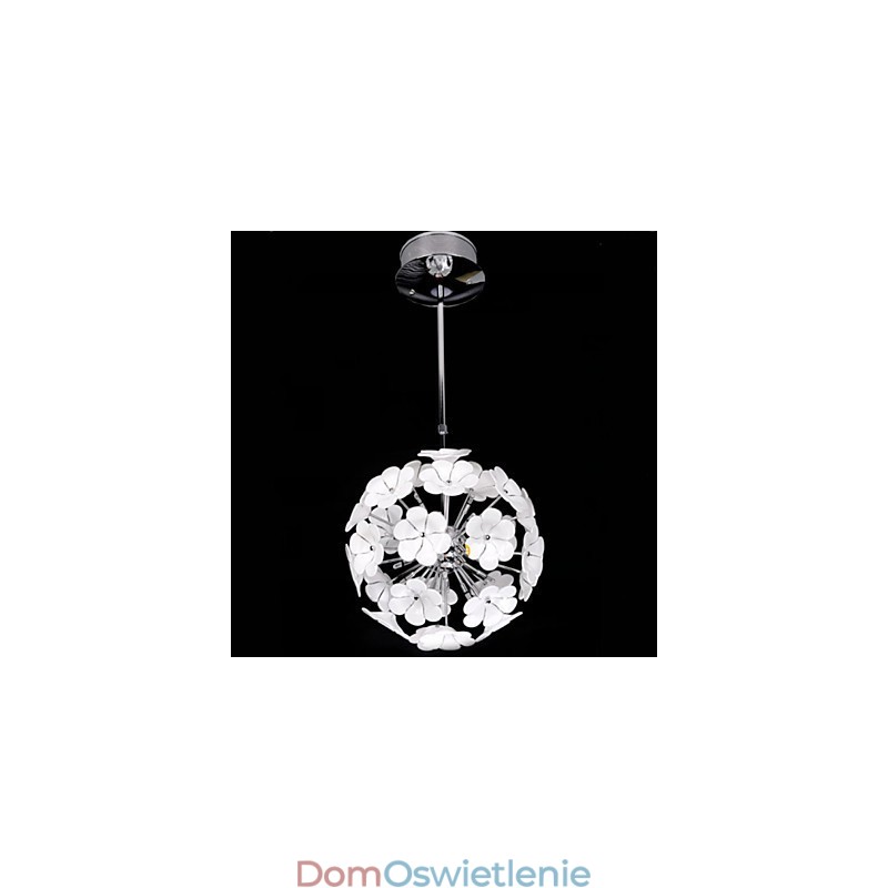Sklepy z kwiatami w szklanych kulach, ciepły żyrandol