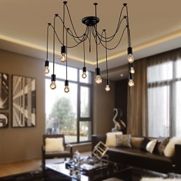 Żyrandol Vintage Design Żarówki w zestawie Living 10 świateł Lampa wisząca