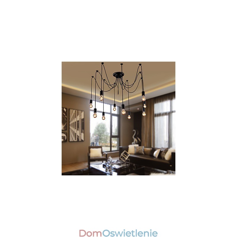 Żyrandol Vintage Design Żarówki w zestawie Living 10 świateł Lampa wisząca