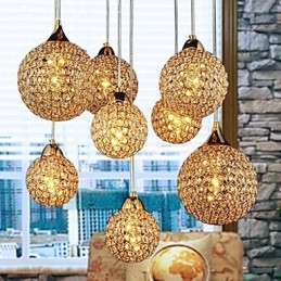 Nowoczesna współczesna lampa wisząca z kryształu Globe Galwanizowane metalowe