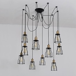 Vintage Edison Multiple Ajustable DIY Lampa sufitowa Światło Wiszące Oświetlenie Żyrandol Nowoczesny Elegancki Przemysłowy Jadalnia