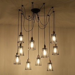 Vintage Edison Multiple Ajustable DIY Lampa sufitowa Światło Wiszące Oświetlenie Żyrandol Nowoczesny Elegancki Przemysłowy Jadalnia