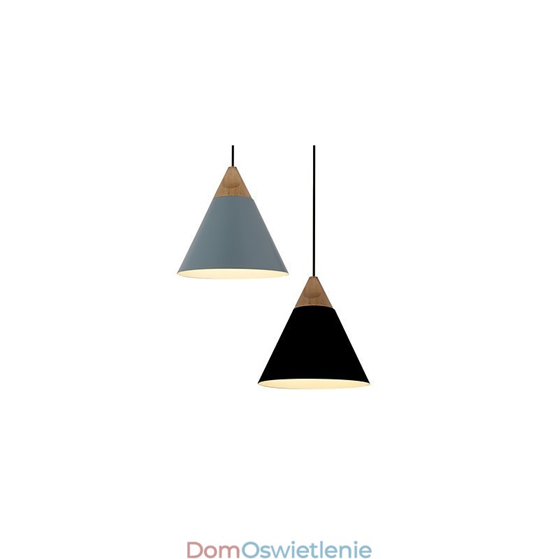 Miniaturowa artystyczna lampa wisząca w kształcie stożka 1 światło Nowoczesna prostota Wykończenie Czarny Biały Przydymiony niebieski Aluminium i drewniana lampa wisząca