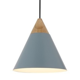 Miniaturowa artystyczna lampa wisząca w kształcie stożka 1 światło Nowoczesna prostota Wykończenie Czarny Biały Przydymiony niebieski Aluminium i drewniana lampa wisząca