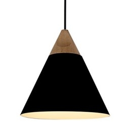 Miniaturowa artystyczna lampa wisząca w kształcie stożka 1 światło Nowoczesna prostota Wykończenie Czarny Biały Przydymiony niebieski Aluminium i drewniana lampa wisząca