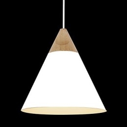 Miniaturowa artystyczna lampa wisząca w kształcie stożka 1 światło Nowoczesna prostota Wykończenie Czarny Biały Przydymiony niebieski Aluminium i drewniana lampa wisząca