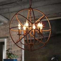 Lampy do siedzenia Nordic Country Kute żelazo Amerykański retro żyrandol ze świecą Czarny żyrandol