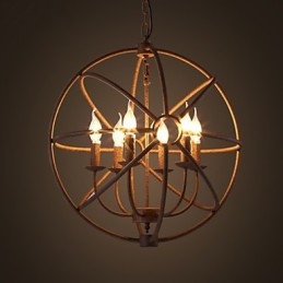 Lampy do siedzenia Nordic Country Kute żelazo Amerykański retro żyrandol ze świecą Czarny żyrandol
