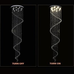 Nowoczesny kryształowy żyrandol wiszący lampy oprawy oświetleniowe z pojedynczą spiralą D70CM H250CM