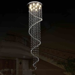 Nowoczesny kryształowy żyrandol wiszący lampy oprawy oświetleniowe z pojedynczą spiralą D70CM H250CM