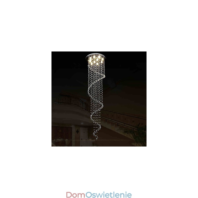 Nowoczesny kryształowy żyrandol wiszący lampy oprawy oświetleniowe z pojedynczą spiralą D70CM H250CM