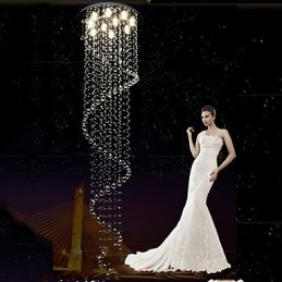 Nowoczesny kryształowy żyrandol wiszący lampy oprawy oświetleniowe z pojedynczą spiralą D70CM H250CM