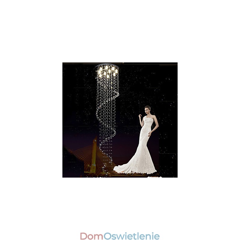 Nowoczesny kryształowy żyrandol wiszący lampy oprawy oświetleniowe z pojedynczą spiralą D70CM H250CM
