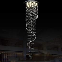 Nowoczesny kryształowy żyrandol wiszący lampy oprawy oświetleniowe z pojedynczą spiralą D70CM H250CM