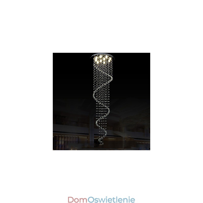 Nowoczesny kryształowy żyrandol wiszący lampy oprawy oświetleniowe z pojedynczą spiralą D70CM H250CM