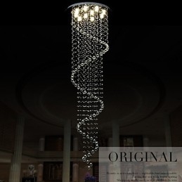 Nowoczesny kryształowy żyrandol wiszący lampy oprawy oświetleniowe z pojedynczą spiralą D70CM H250CM