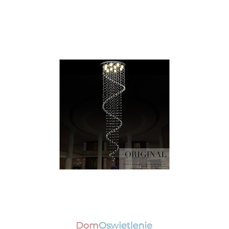 Nowoczesny kryształowy żyrandol wiszący lampy oprawy oświetleniowe z pojedynczą spiralą D70CM H250CM