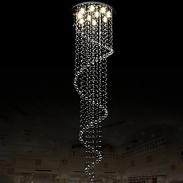 Nowoczesny kryształowy żyrandol wiszący lampy oprawy oświetleniowe z pojedynczą spiralą D70CM H250CM