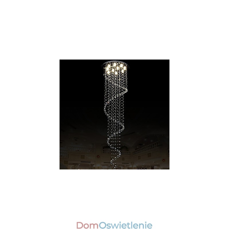 Nowoczesny kryształowy żyrandol wiszący lampy oprawy oświetleniowe z pojedynczą spiralą D70CM H250CM