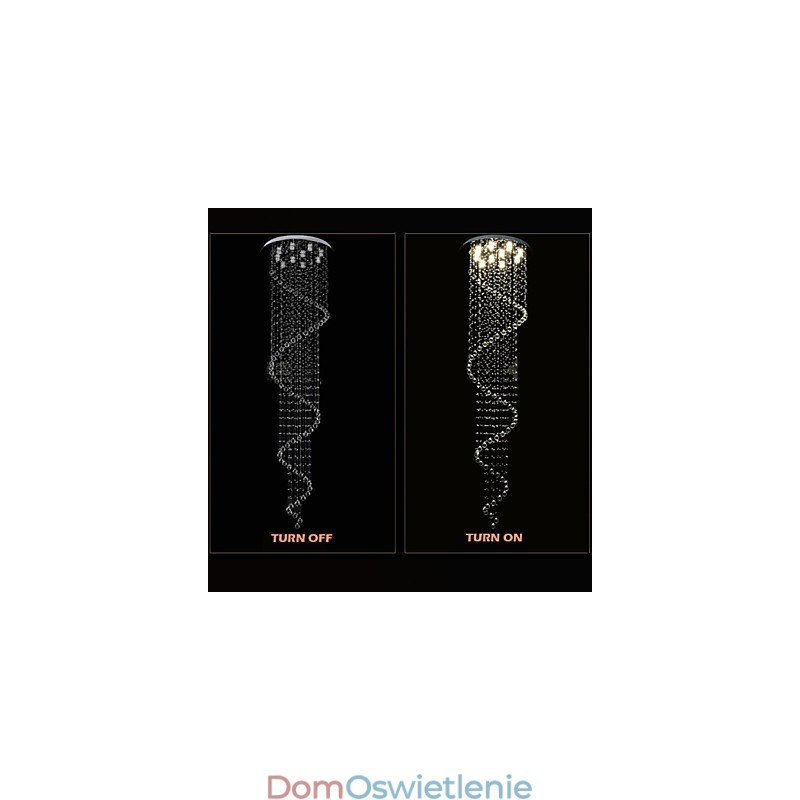 Nowoczesny kryształowy żyrandol wiszący lampy oprawy oświetleniowe z pojedynczą spiralą D70CM H250CM