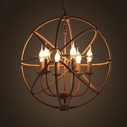 Lampy do siedzenia Nordic Country Kute żelazo Amerykański retro żyrandol ze świecą Czarny żyrandol
