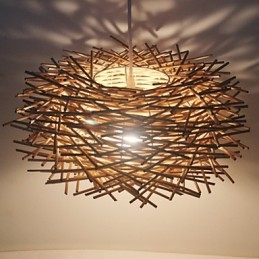 Nowoczesna, wiejska lampa Cany Art Woven Rattan Single Head Droplight