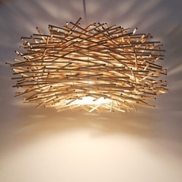 Nowoczesna, wiejska lampa Cany Art Woven Rattan Single Head Droplight