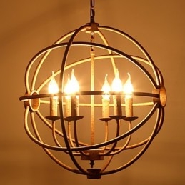 Lampy do siedzenia Nordic Country Kute żelazo Amerykański retro żyrandol ze świecą Czarny żyrandol