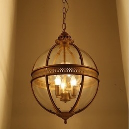 Żelazo Brąz Żyrandol Lampa Szkło