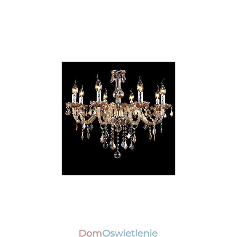 Luksusowy kryształowy żyrandol ze świecami bursztynowy kryształ