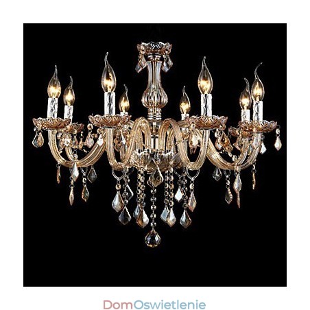 Luksusowy kryształowy żyrandol ze świecami bursztynowy kryształ