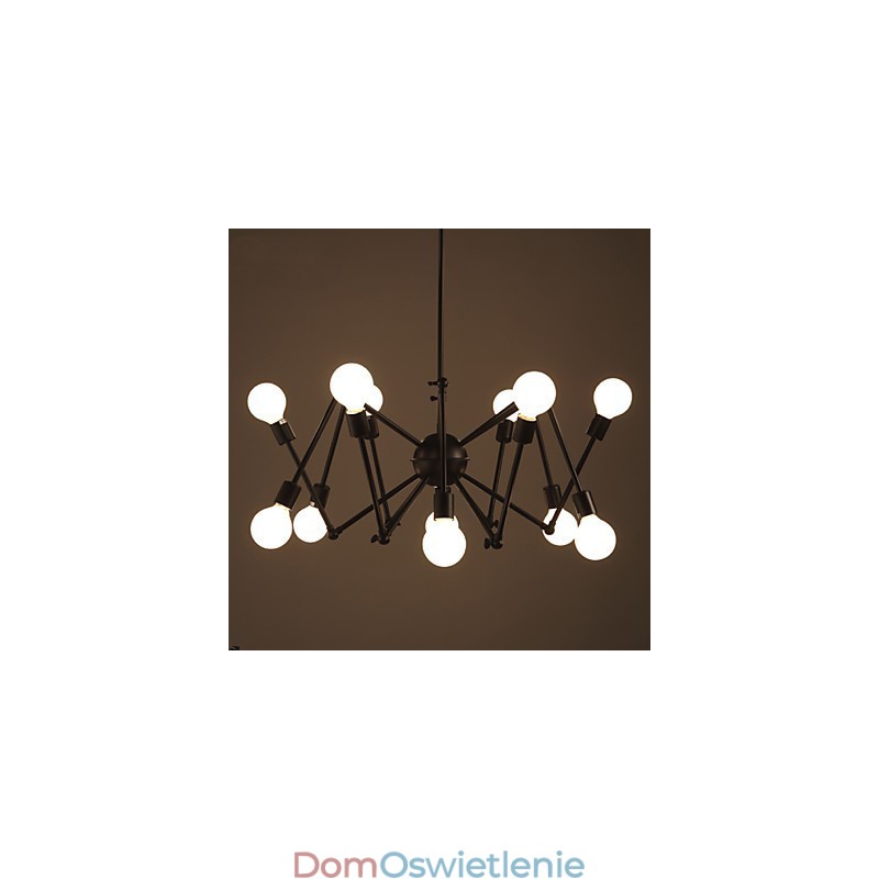 Amerykański żyrandol Loft Black Lights Iron Spider z 12 głowicami
