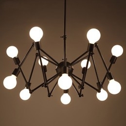 Amerykański żyrandol Loft Black Lights Iron Spider z 12 głowicami