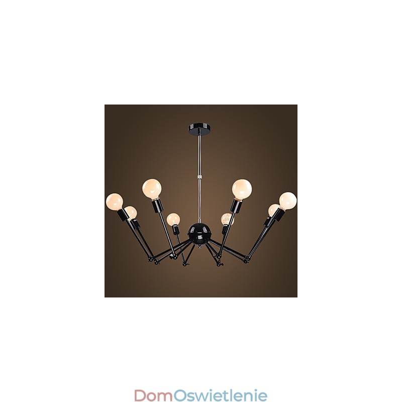 Amerykański żyrandol Loft Black Lights Iron Spider z 12 głowicami