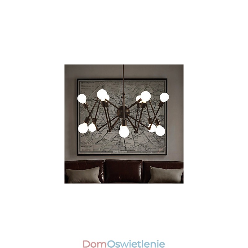 Amerykański żyrandol Loft Black Lights Iron Spider z 12 głowicami