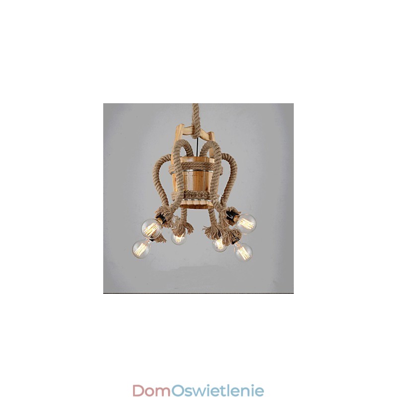 Drewniana beczka żyrandol kreatywny lampa