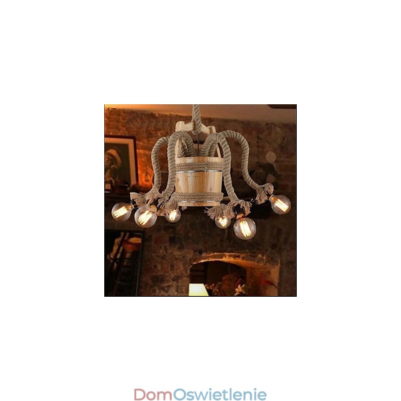 Drewniana beczka żyrandol kreatywny lampa