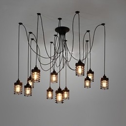 Vintage Edison Multiple Ajustable DIY Lampa sufitowa Światło Wiszące Oświetlenie Żyrandol Nowoczesny Elegancki Przemysłowy Jadalnia